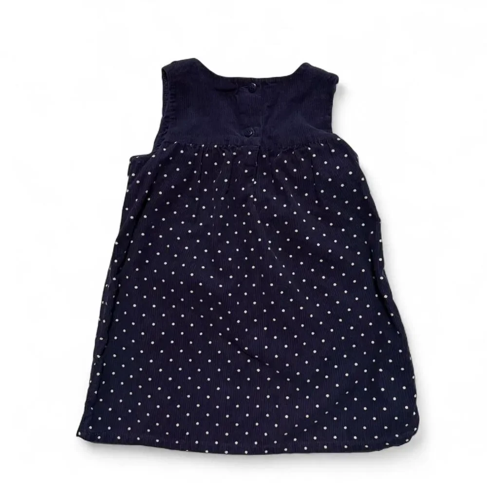 Gymboree Girls Navy Blue Polka‎ Dot Corduroy Dress Big Front Bow Size 2T